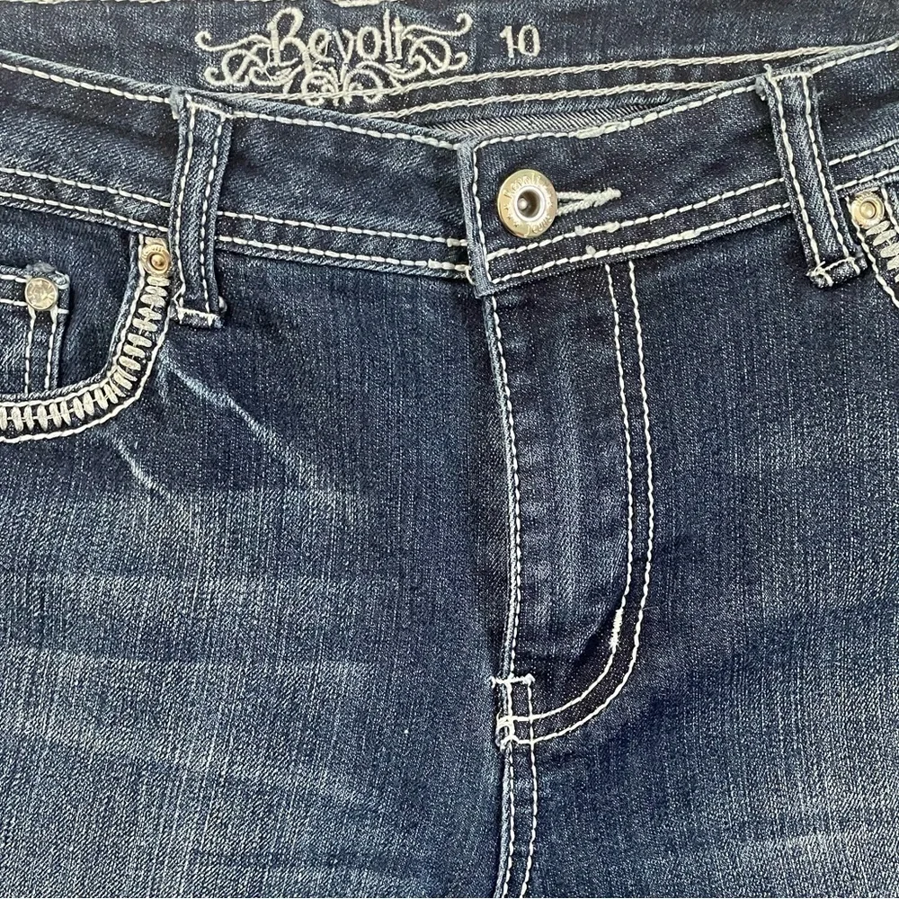 Revolt Vintage Embroidered Butterfly Beaded  Blue Jean Bootcut Size 10 Y2K